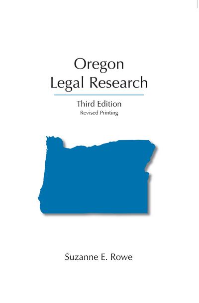 Oregon Legal Research, Third Edition, Revised Printing cover